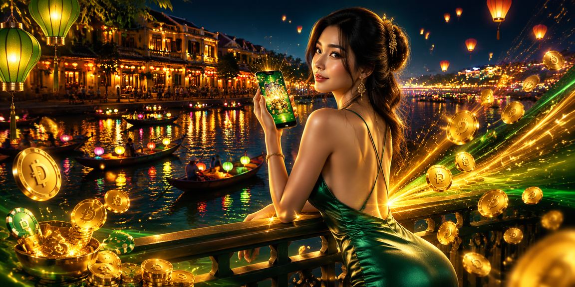 Người dùng tại Hội An trải nghiệm slot game trên điện thoại với ưu đãi tiền thưởng